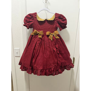 NEW The Paper Doll Co Christmas in July Party Dress Set Girls Size 7 Red Gold Bl